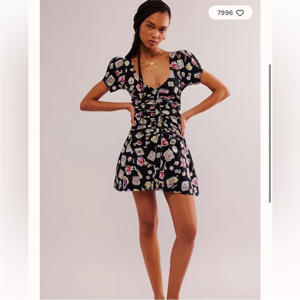 Free People Oakley Mini Dress in Noir